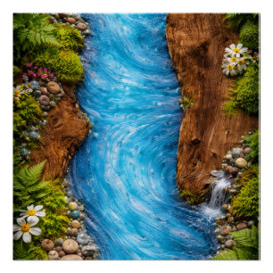 Friedlicher Waldstrom - Ruhige Natur Wasser Kunst Poster