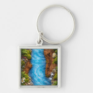 Friedlicher Waldstrom - Ruhige Natur Wasser Kunst Schlüsselanhänger
