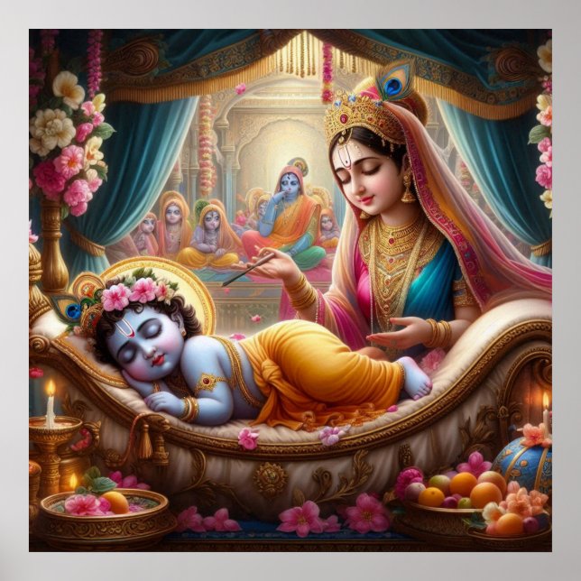 Friedlicher warmer ethnischer Bala Krishna Wickelk Poster (Vorne)