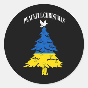 Friedlicher Weihnachtsbaum Frieden Ukraine  Runder Aufkleber