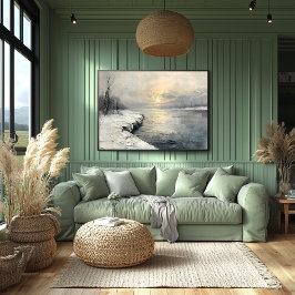 Friedlicher Winter bei Sonnenaufgang, Texturierte Poster