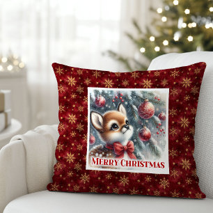 Friedlicher Winter Reh Schneewald Geschenk Kinderz Kissen