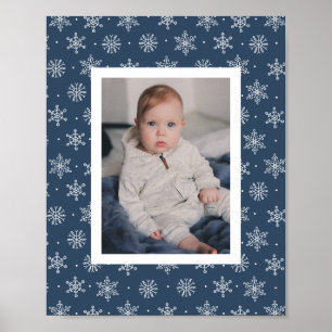 Friedlicher Winter-Schneeflocke Navy Poster