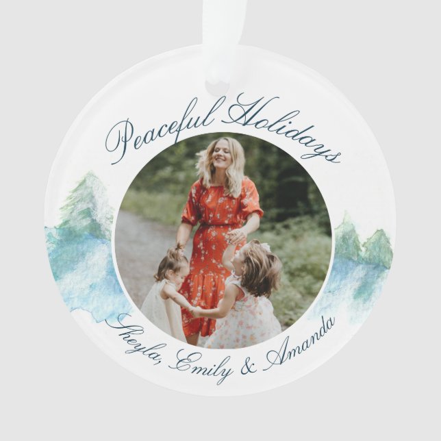 Friedlicher Winterwald - Foto für Wasserfarbskript Ornament (Vorderseite)