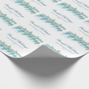 Friedlicher Winterwald Wasserfarbe Schrift Weihnac Geschenkpapier