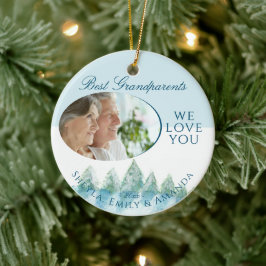 Friedlicher Winterwald Wasserfarben Foto Weihnacht Keramik Ornament