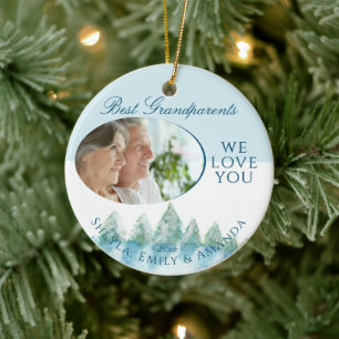 Friedlicher Winterwald Wasserfarben Foto Weihnacht Keramik Ornament