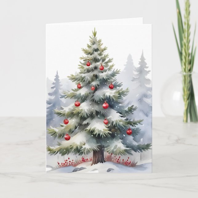 Friedlicher Winterwald-Weihnachtskarte – Schnee-Ki Karte (Vorderseite)