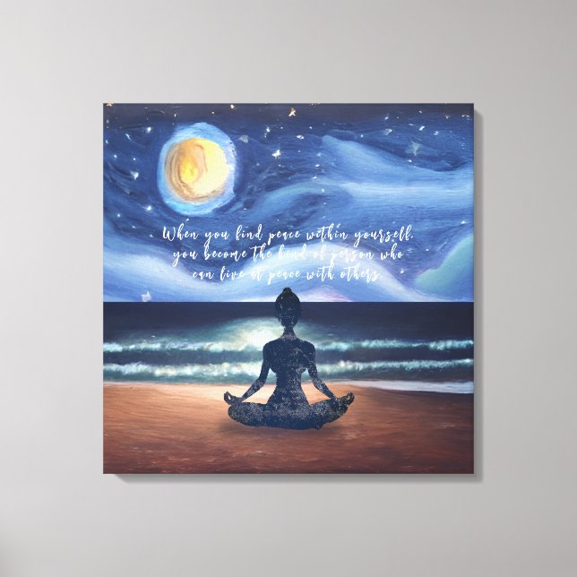 Friedlicher Yoga Meditation Mondlicht Himmelsangeb Leinwanddruck (Vorderseite)
