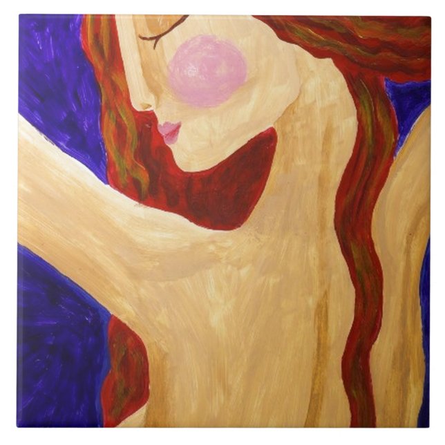 Friedliches Abstraktes Portrait einer Frau Fliese (Vorderseite)