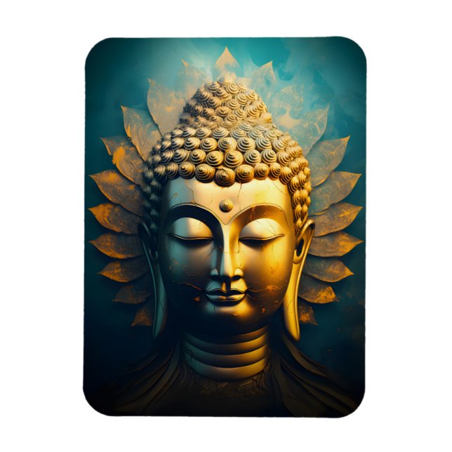 Friedliches Buddha Face Gold Art Antiquitätenposte Magnet (Vertikal)