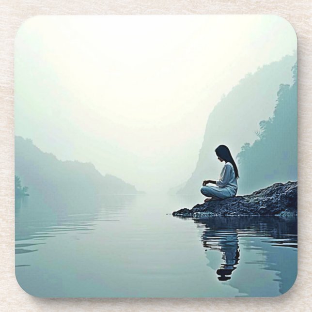 Friedliches Design der wasserseitigen Meditation Getränkeuntersetzer (Vorderseite)