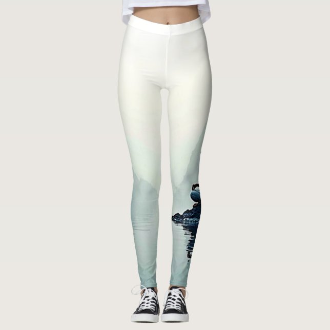 Friedliches Design der wasserseitigen Meditation Leggings (Vorderseite)