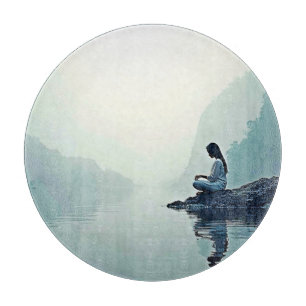Friedliches Design der wasserseitigen Meditation Schneidebrett