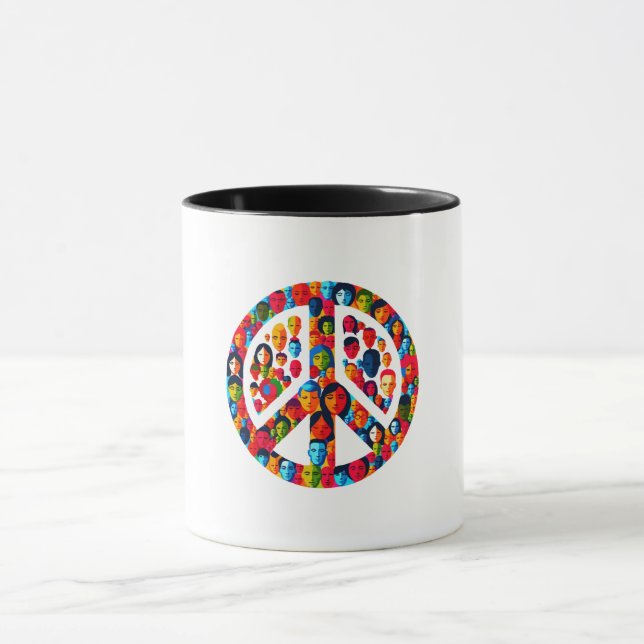 Friedliches Diversity Global Unity Peace Sign Desi Tasse (Zentrum)