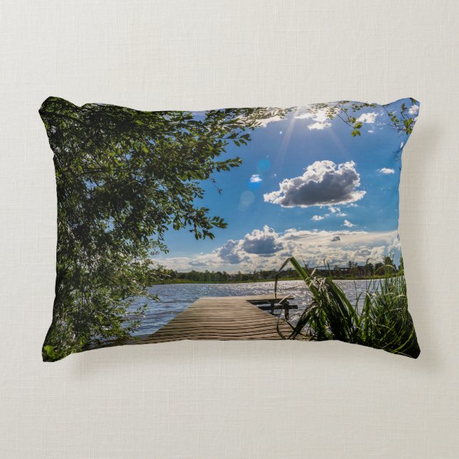 Friedliches Dock View Lumbar Kissen Design (Vorderseite)