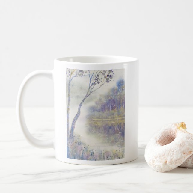 Friedliches Gloom Wasserfarbenwelt Landschaft Kaffeetasse (Mit Donut)