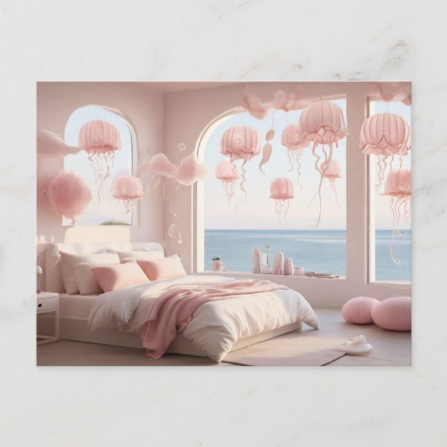 Friedliches Haus mit Quellyfish Lanterns Postkarte (Vorderseite)