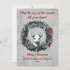 Friedliches Hirsch mit dem Kranz der Heiligen Berr Feiertagskarte