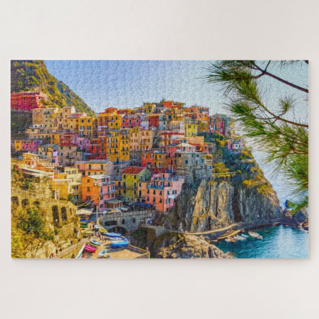 Friedliches italienisches Dorf am Meer Puzzle (Horizontal)