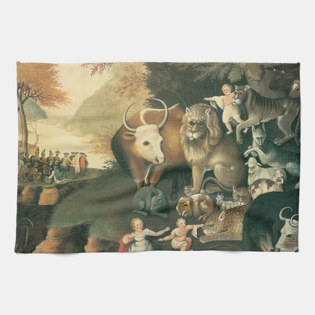 Friedliches Königreich von Edward Hicks Vintage Fo Geschirrtuch (Horizontal)