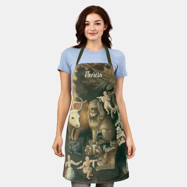 Friedliches Königreich von Edward Hicks Vintage Fo Schürze (Getragen)