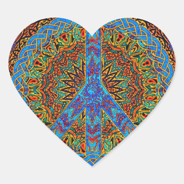 Friedliches Leben Herz-Aufkleber (Vorderseite)