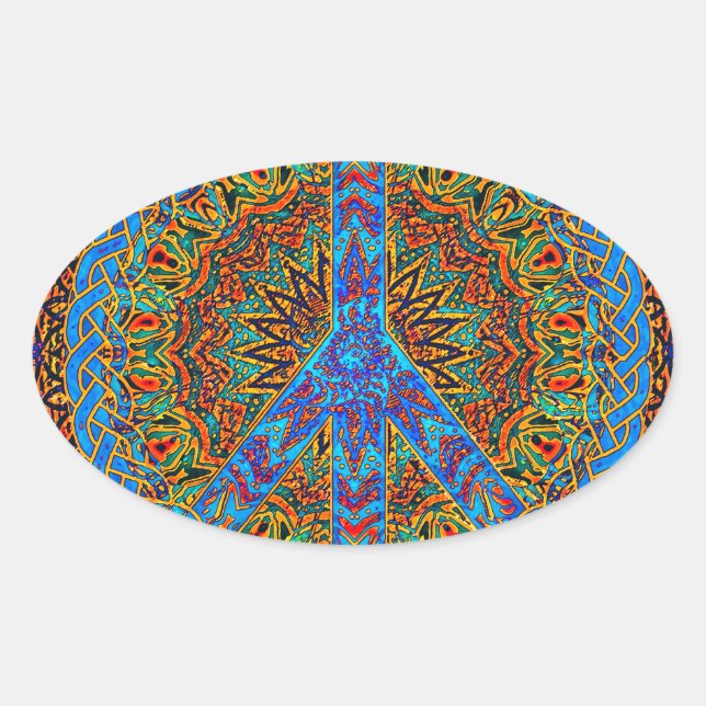 Friedliches Leben Ovaler Aufkleber (Vorderseite)