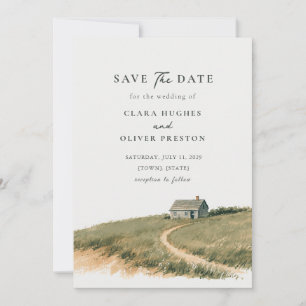 Friedliches New England Cottage Wasserfarbenen Hoc Save The Date
