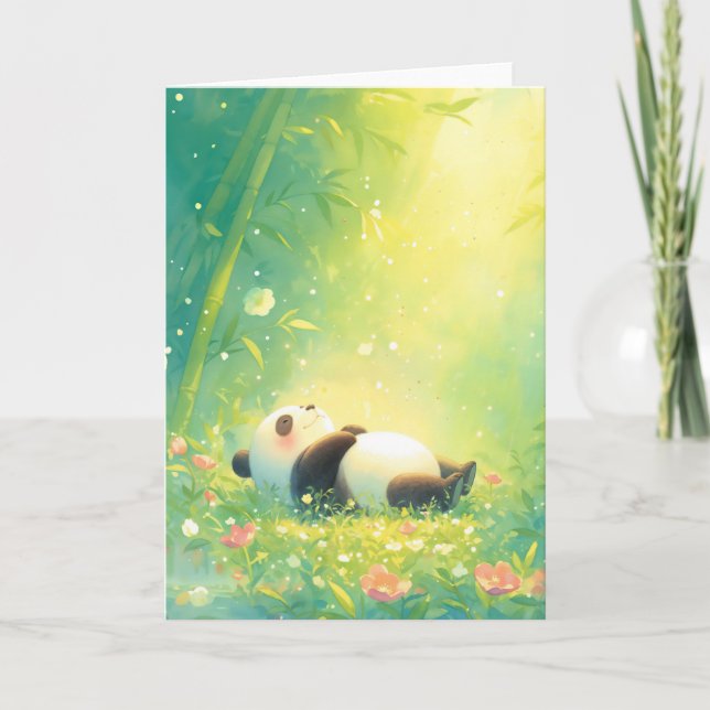 Friedliches Panda auf einer Bambuswiese Karte (Vorderseite)