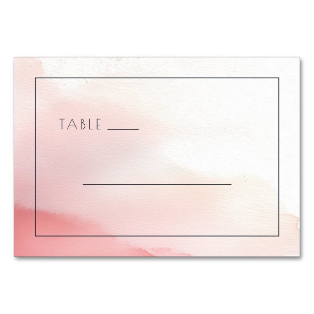 Friedliches rosa Wasserfarbe-Tischschild Tischnummer (Vorderseite)