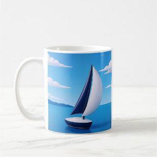 Friedliches Segelboot Ozean Kaffeetasse