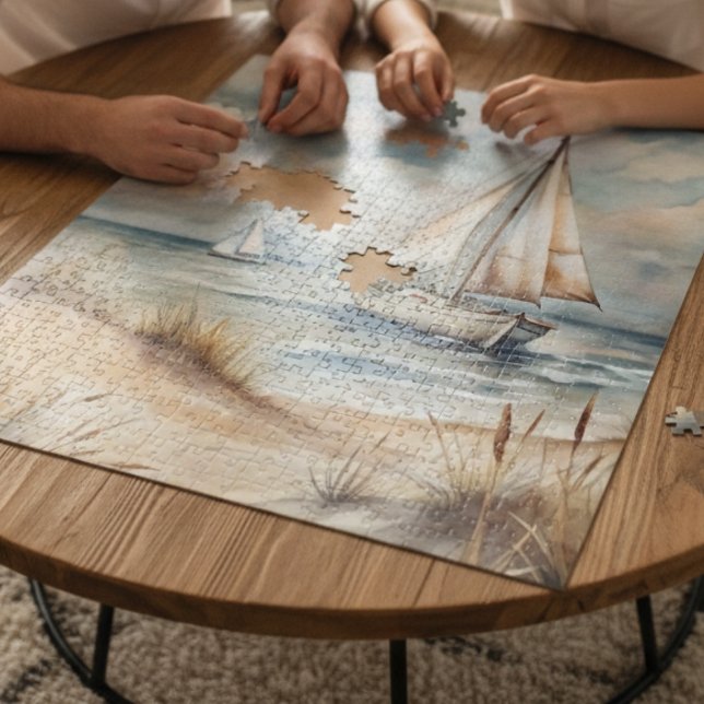 Friedliches Segeln Wasserfarbenküste Puzzle (Von Creator hochgeladen)