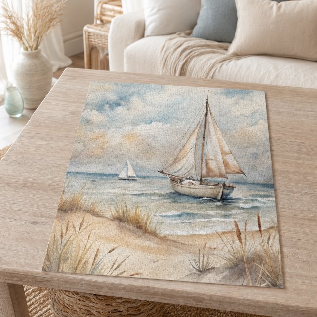Friedliches Segeln Wasserfarbenküste Puzzle (Von Creator hochgeladen)