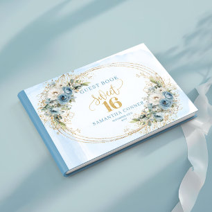 Friedliches Staubblaues Blumen Sweet Sixteen Gäste Gästebuch
