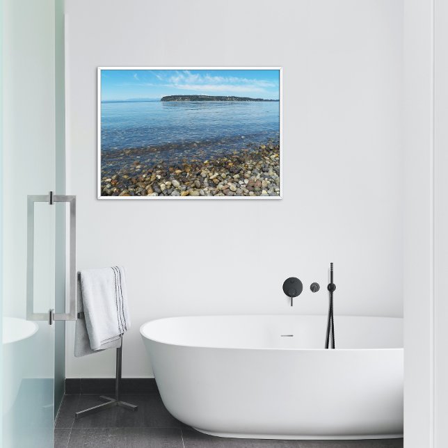 Friedliches Wasser Strand Kies Seascape Fotodruck (In Situ Framed)