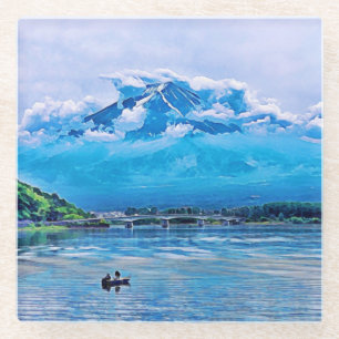 Friedliches Watercolor, japanisches Kunstdesign Glasuntersetzer