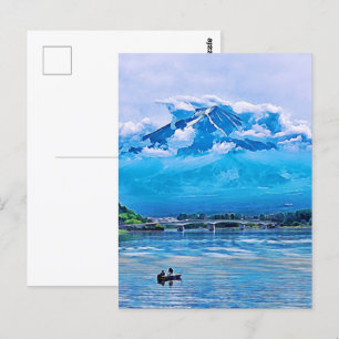 Friedliches Watercolor, japanisches Kunstdesign Postkarte