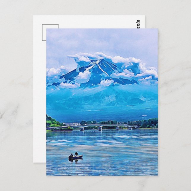 Friedliches Watercolor, japanisches Kunstdesign Postkarte (Vorne/Hinten)