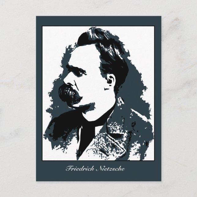 Friedrich Nietzsche Porträtvektor zeichnend Postkarte (Vorderseite)