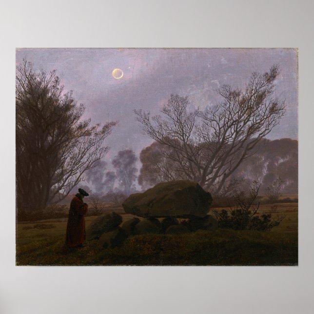 Friedrich - Spaziergang bei Dämmerung Poster (Vorne)
