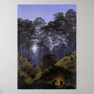 Friedrich - Waldinneres im Mondlicht Poster