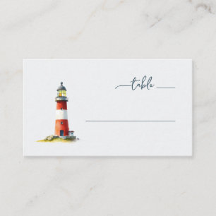 Friedvoller roter Aquarell-Leuchtturm Platzkarte