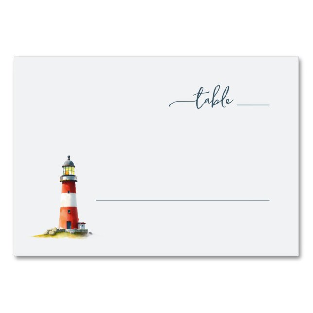 Friedvoller roter Wasserfarben-Leuchtturm Tischnummer (Vorderseite)