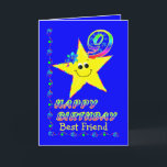 Friend 9. Geburtstagssterne für Mädchen Karte<br><div class="desc">Niedlicher gelber Stern mit bunten Blume und Zahlen für den 9. Geburtstag des besten Freundes. Text auf der Vorderseite kann in Vorlage geändert werden. Originelles Design von Anura Design Studio.</div>