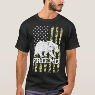 Friend Bear Camping Wandern Camouflage USA T-Shirt