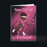 Friend Birthday Card Tennis Player - African Ameri Karte<br><div class="desc">Friend Birthday Card Tennis Player - Afro American</div>