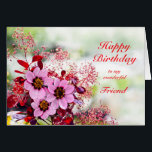 Friend Birthday Pink Blume<br><div class="desc">Eine Geburtstagskarte für deinen Freund. Rosa Hellebore-Blume, auch bekannt als die Weihnachtsfeier, Set vor einem Hintergrund von roten Blätter aus dem Cotinus-Strauß.</div>