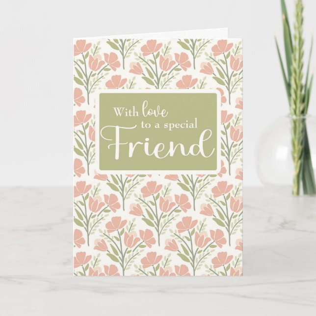 Friend Birthday Pink Blume Muster Karte (Vorderseite)