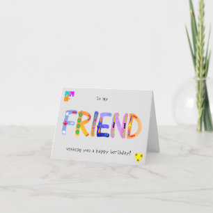 FRIEND Bold Geometric Geburtstags-Grußkarte Karte